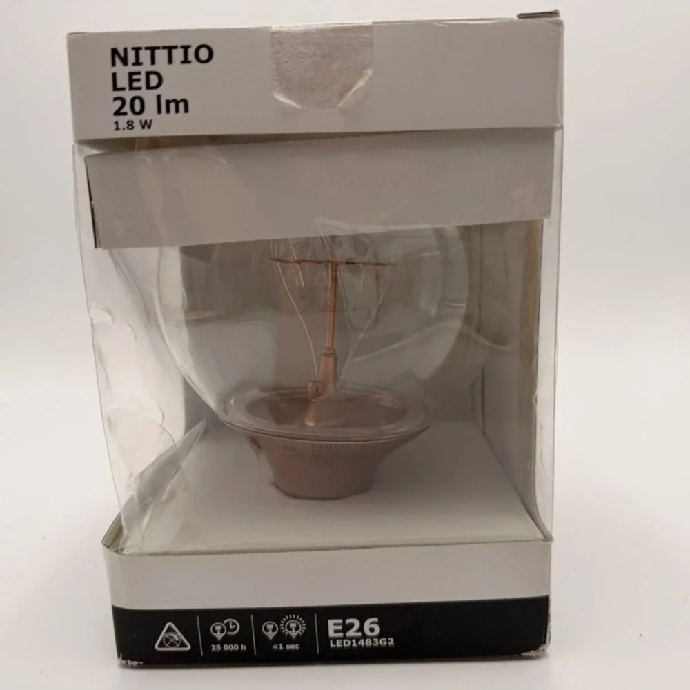 IKEA Nittio‎ LED Bulb Hemma Cord Set Unisex OS Copper New Decorative Filament